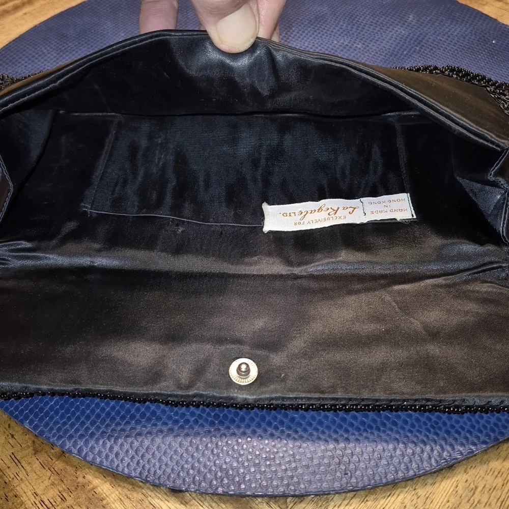 La Regale Elegant Black Beaded Clutch (#709) Made In Hong Kong.from The 50s.